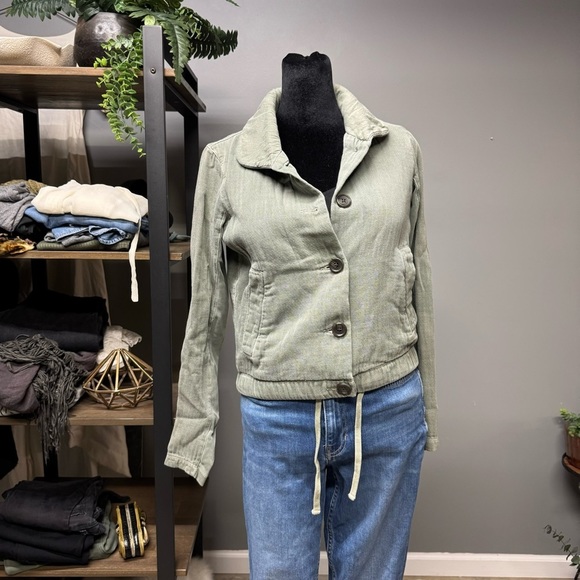 Standard James Perse light green button front jacket womens 1 small military - Picture 2 of 12